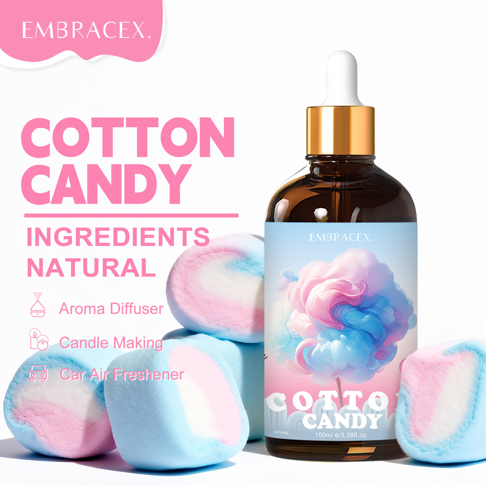 Candle Making Oils - 100ml Cotton Candy Essential Oil Diffusers