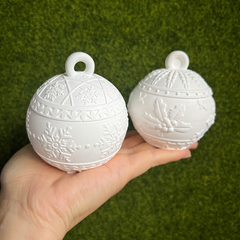 Kraft Box Candle - Christmas Round Ball Candle Jar Silicone