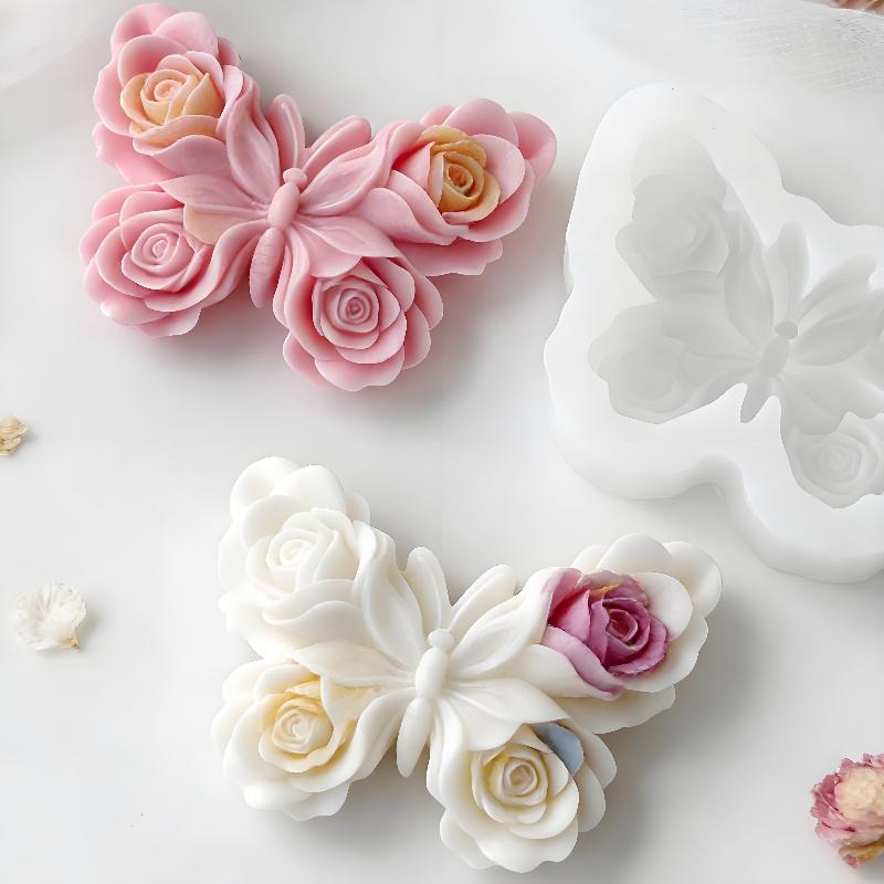 Candle Making Items - DIY Rose Butterfly Form Silicone Mold