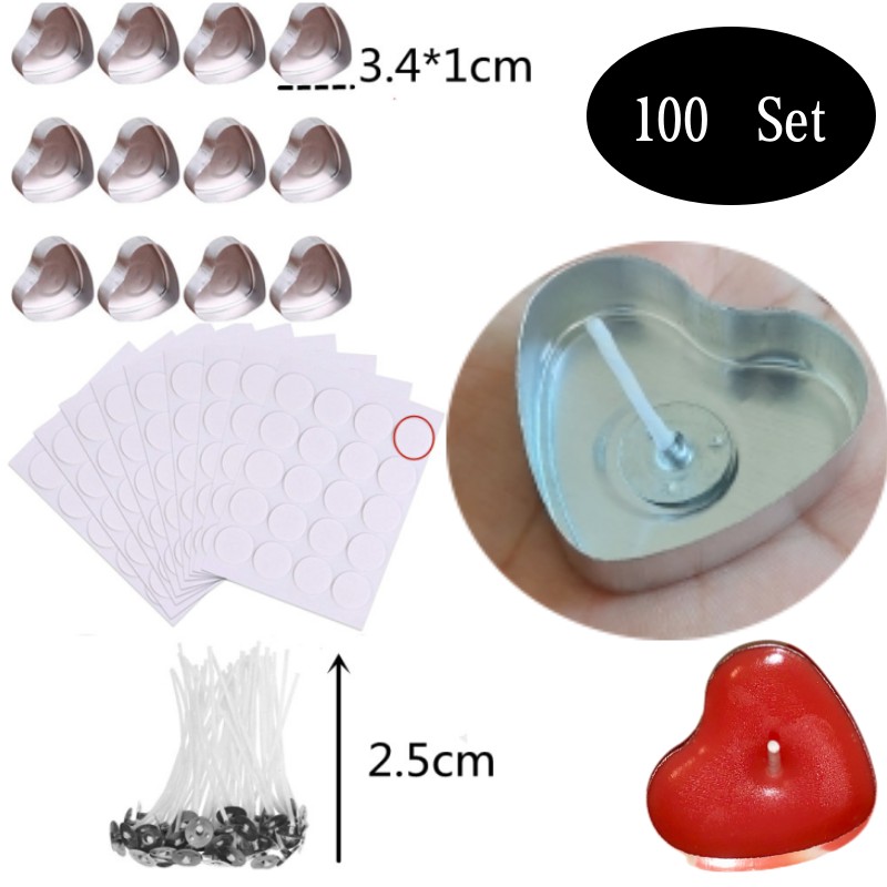 100 Sets Heart shaped Empty Al - Candle Making Pot review and price