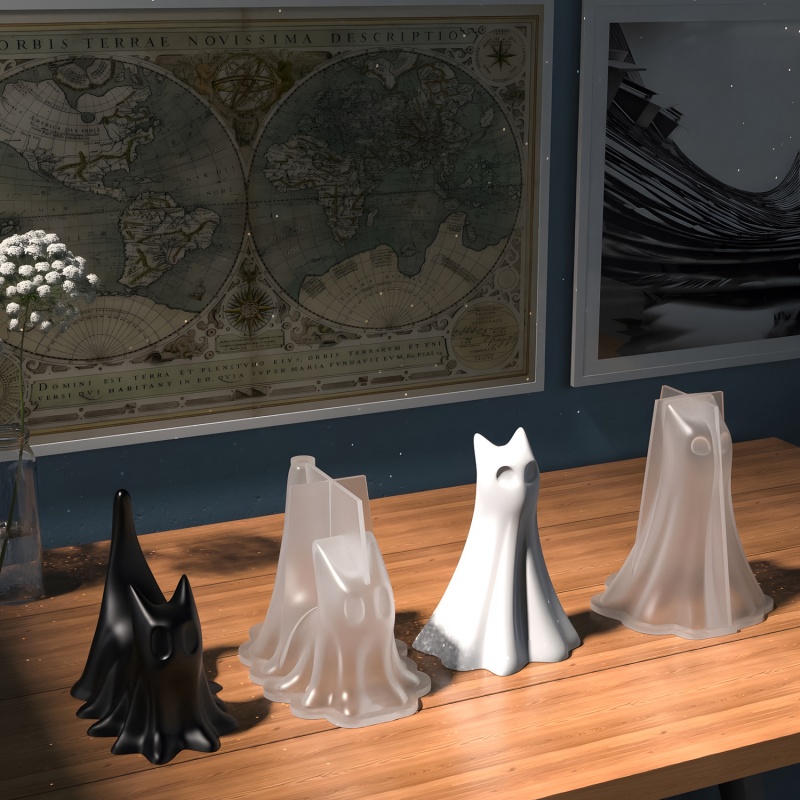 Ghost Cat Halloween Desktop Or - Candle Making Items review and price