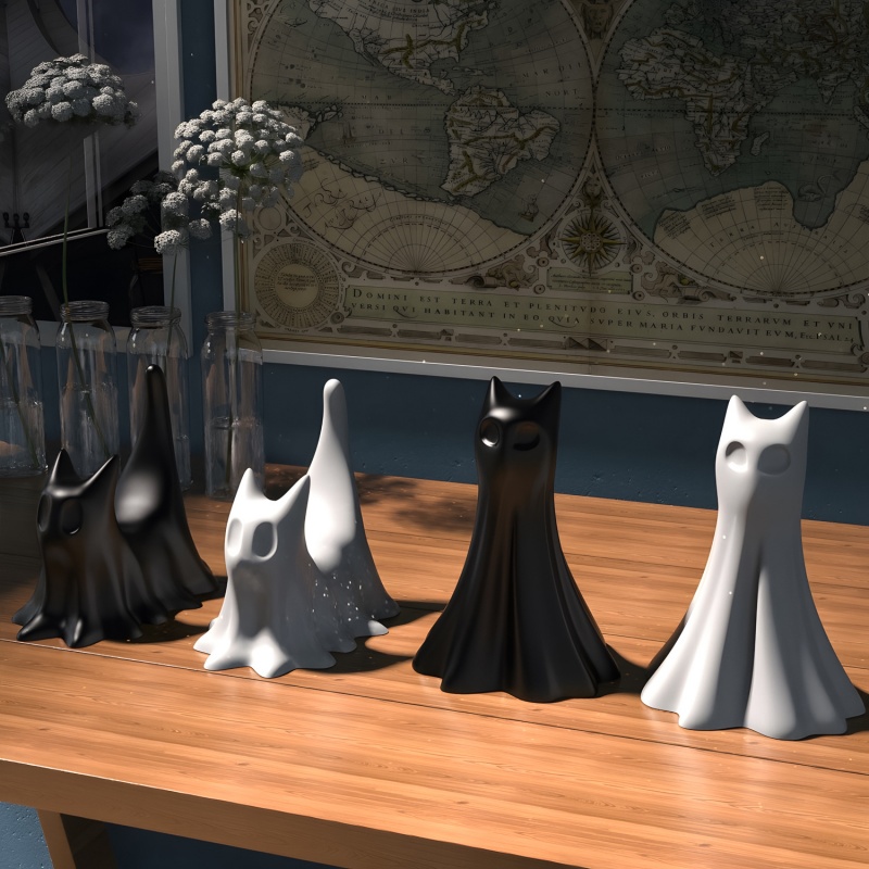 Ghost Cat Halloween Desktop Or - Candle Making Items review and price