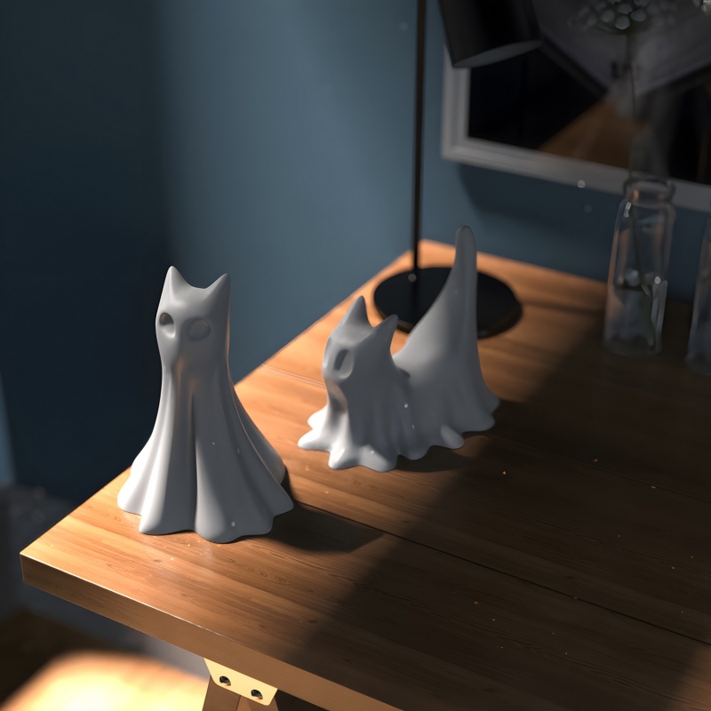 Ghost Cat Halloween Desktop Or - Candle Making Items review and price
